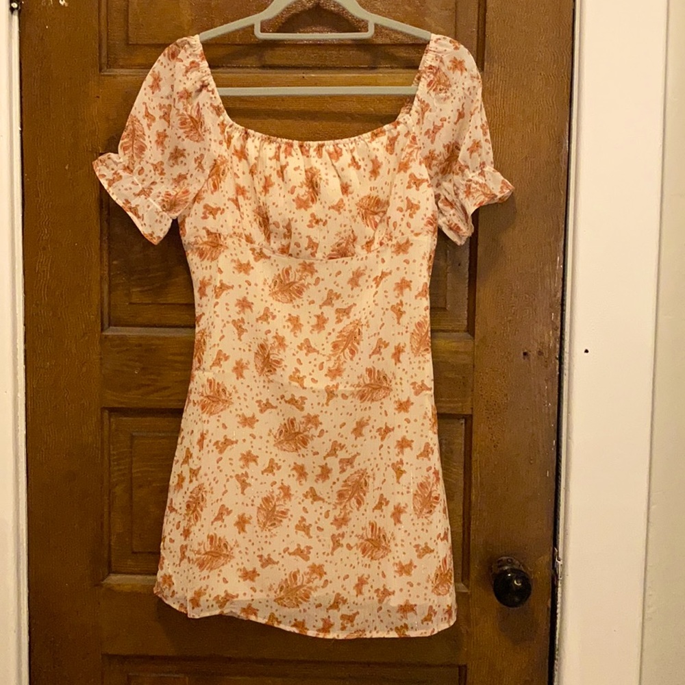 Pink Lily Wildflower Love Floral Ruched Cream Dress